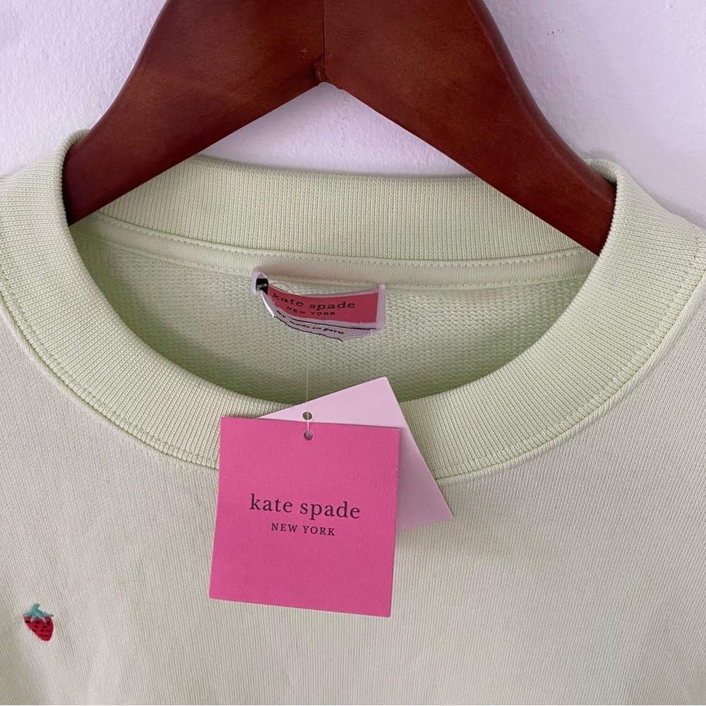 Kate Spade Embroidered Strawberry Coquette Girl Loose Relaxed fit crew neck xs - Picture 7 of 10